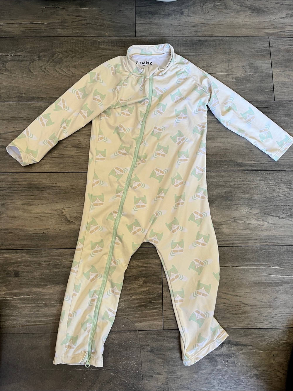 Stonz SPF50 Sunsuit Cream and Mint Fox Print Kids